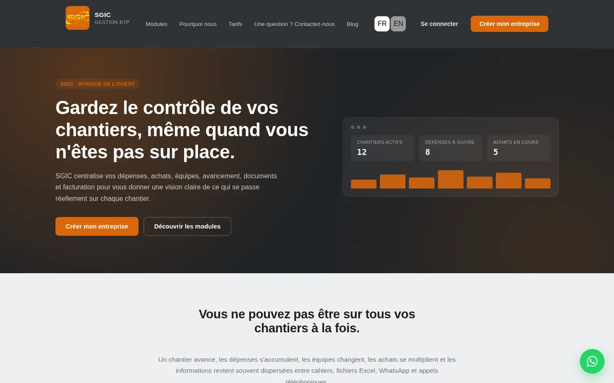 Aperçu : SGIC — gestion intégrée des chantiers BTP